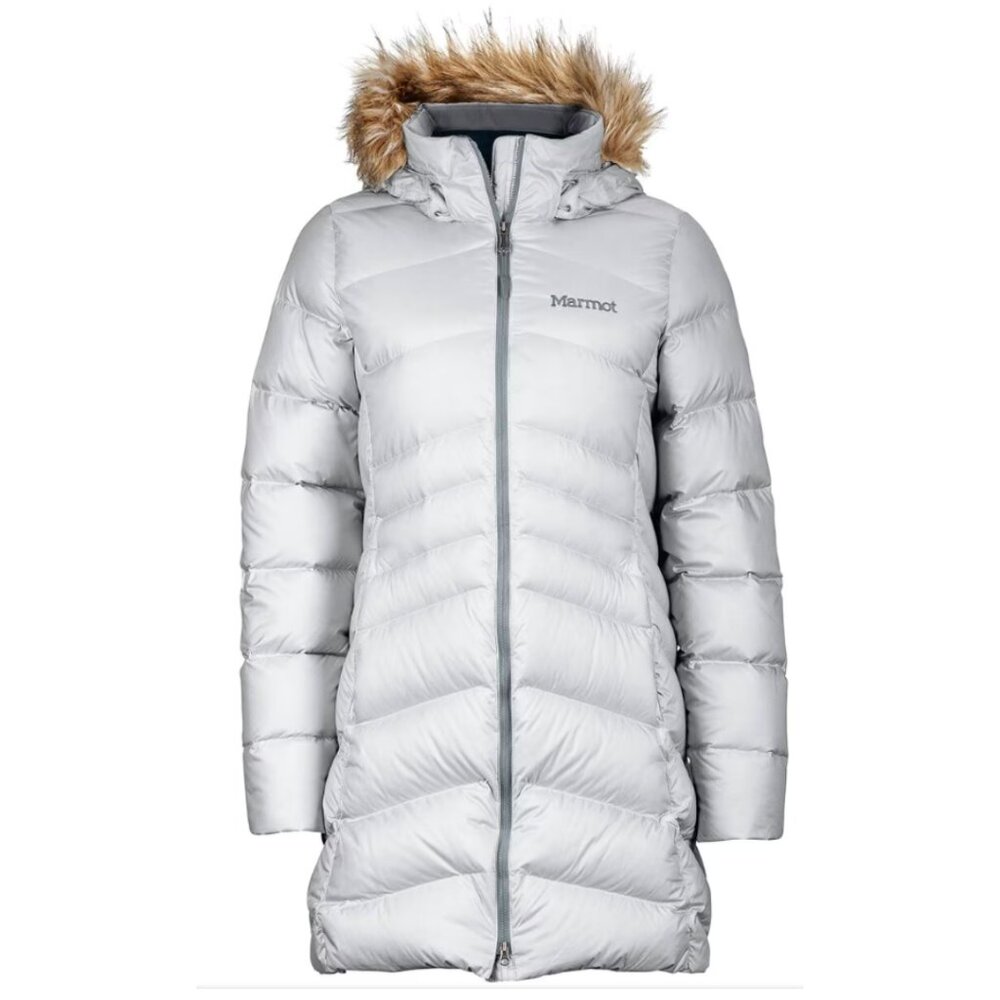 Women’s Marmot Montreal Coat 700-fill Medium Barely Used Removable Hood Glacier